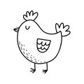Chicken hand drawn vector outline doodle icon. Royalty Free Stock Photo
