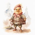 Adventure-themed Cute Chicken Personified In John Howe Style