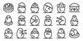 Chicken hatching icons set outline vector. Egg chicken nest