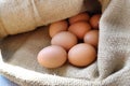 Chicken/Hen eggs in sackcloth.