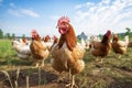 Chicken and hen, rooster, cock, poultry yard and chicken coop