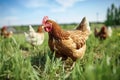 Chicken and hen, rooster, cock, poultry yard and chicken coop