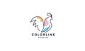 Chicken or hen or rooster colorful line logo vector illustration design