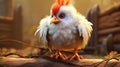 Cute Chicken Standing On Logs - Unique Character Design In Cinema4d