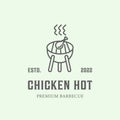 chicken hot food line art logo minimalist design barbecue hot vector Royalty Free Stock Photo