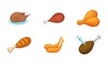 Chicken icon set, cartoon style Royalty Free Stock Photo