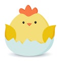 Chicken icon. A sweet yellow Easter chick is sitting waiting for Easter. Vector illustration in simple flat style Royalty Free Stock Photo