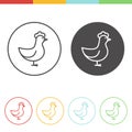 Chicken icons in thin line style