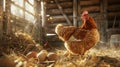 The chicken inside barn.AI generated image Royalty Free Stock Photo
