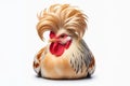 Chicken with Iroquois hairstyle on white background. ai generative