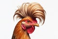 Chicken with Iroquois hairstyle on white background. ai generative