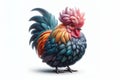 Chicken with Iroquois hairstyle on white background. ai generative