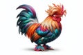 Chicken with Iroquois hairstyle on white background. ai generative