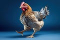 Chicken isolated on blue background. Created Generative AI