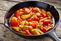 Chicken jalfrezi healthy traditional Indian culture curry spicy fried meat with chilli and vegetables Royalty Free Stock Photo