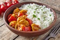 Chicken jalfrezi healthy traditional Indian curry spicy fried meat with vegetables Royalty Free Stock Photo