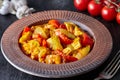 Chicken jalfrezi Indian culture fried spicy curry chilli meat and vegetables lunch Royalty Free Stock Photo