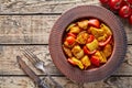 Chicken jalfrezi traditional homemade Indian spicy curry chilli meat and vegetables Royalty Free Stock Photo