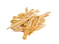 Chicken jerky for dog treats on a white background.