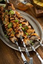 Chicken kabobs with sweet and sour sauce Royalty Free Stock Photo