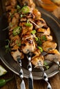 Chicken kabobs with sweet and sour sauce Royalty Free Stock Photo