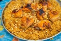 Chicken Kabsa - mixed rice dishes that originates from Yemen. Middle eastern food Royalty Free Stock Photo