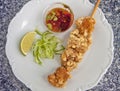 Chicken karaage with lemon peel and lemon sauce