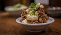 Chicken Karaage with mayonnaise is a Japanese cooking technique of deep fried Royalty Free Stock Photo