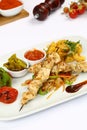 Chicken kebab on skewer Royalty Free Stock Photo