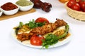 Chicken kebab on skewer Royalty Free Stock Photo