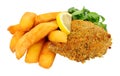 Chicken Kiev and chips meal Royalty Free Stock Photo