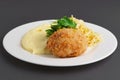 Chicken Kiev cutlet with mashed potato Royalty Free Stock Photo