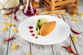 Chicken Kiev cutlet with mashed potato Royalty Free Stock Photo