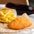 Chicken Kiev Cutlets. Breaded Chicken Kiev breast stuffed with cheese. Royalty Free Stock Photo