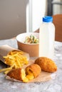 Chicken Kiev Cutlets. Breaded Chicken Kiev breast stuffed with cheese. Royalty Free Stock Photo