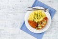 Chicken Kiev served with potato mash on a plate Royalty Free Stock Photo