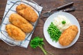 Chicken Kiev, ukrainian cuisine. Chicken cutlets in bread crumbs Royalty Free Stock Photo