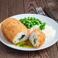 Chicken Kiev, ukrainian cuisine. Cutted chicken cutlet in bread Royalty Free Stock Photo