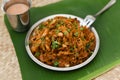 Chicken Kothu Parotta a popular South Indian street food in Kerala made with shredded Porotta Royalty Free Stock Photo