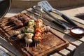 Kebabs ready to cook on a barbacue Royalty Free Stock Photo