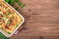 Chicken lasagna and white cheese . Royalty Free Stock Photo