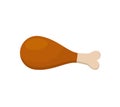 Chicken leg. Thighs icon fried food in flat style. Drumstick