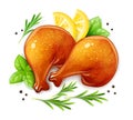 Chicken Leg. Turkey haunch. Bird food. Vector. Eps10 illustration.