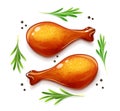 Chicken Leg. Turkey haunch. Bird food. Vector. Eps10 illustration.