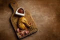 chicken legs with barbeque sauce over wood Royalty Free Stock Photo