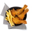 Chicken Legs Isolated, Fry Breaded Drumstick, Deep Fried Chicken Pieces Royalty Free Stock Photo