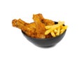 Chicken Legs Isolated, Fry Breaded Drumstick, Deep Fried Chicken Pieces Royalty Free Stock Photo