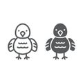 Chicken line and glyph icon, animal and bird, chick sign, vector graphics, a linear pattern on a white background. Royalty Free Stock Photo