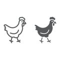 Chicken line and glyph icon, farming Royalty Free Stock Photo