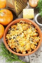 Chicken liver baked with pumpkin and cheese Royalty Free Stock Photo